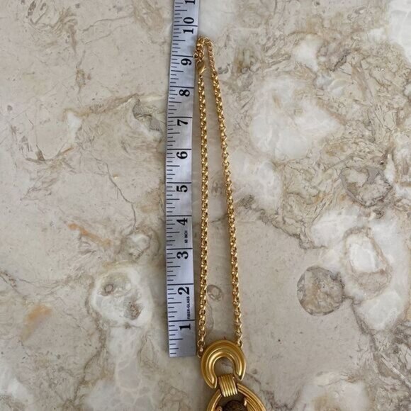 Brutalist Gold Tone Pendant Necklace Made in Canada - Picture 7 of 7